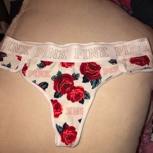 White thong with rose details